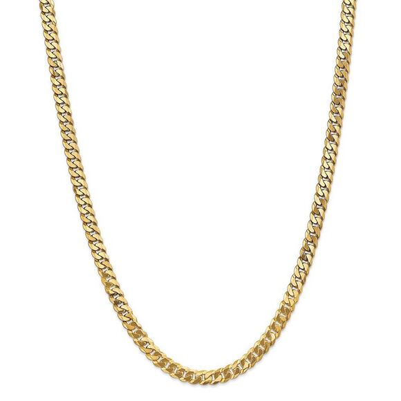 Men's 6.25mm 14k Yellow Gold Solid Beveled Curb Chain Necklace, 24 In. - Picture 3 of 8